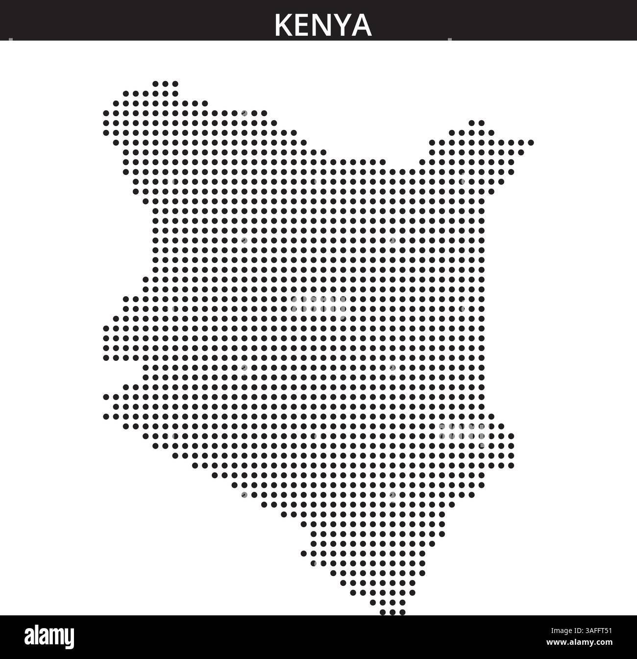 Unique dot pattern representation of Kenya showcasing its geographical ...