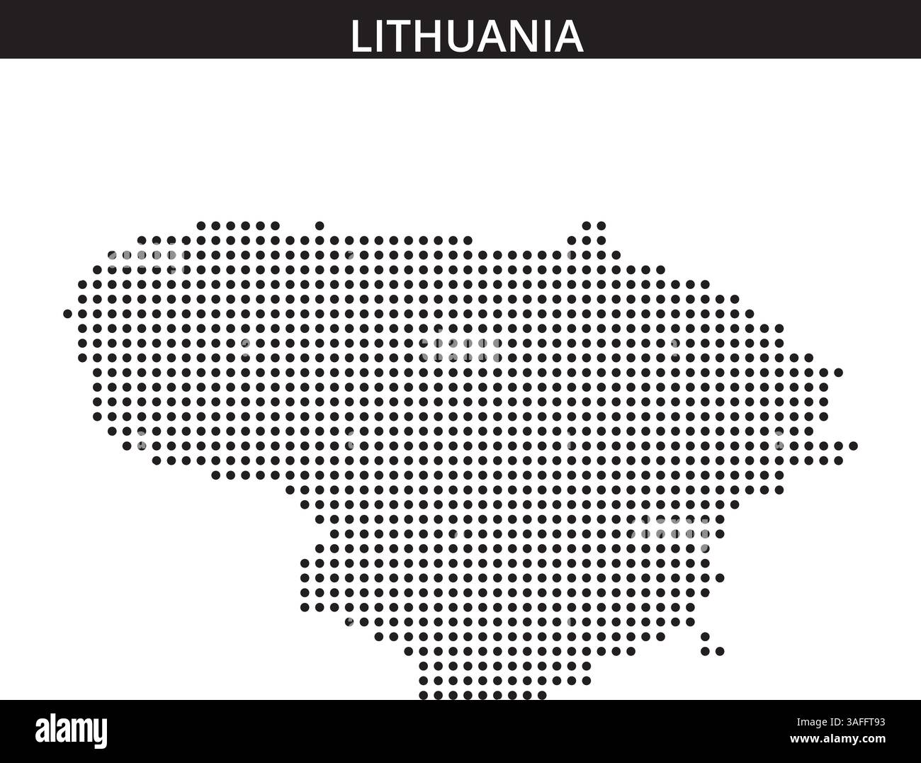 The outline of Lithuania is displayed using a dotted pattern, providing a unique representation of the country's shape and borders. Stock Vector