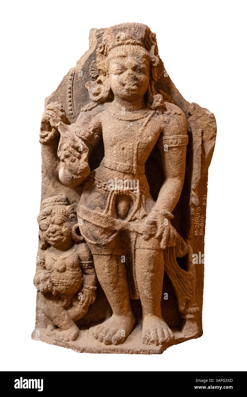 Bhairava, Bankada, 7th century AD. Bhairava (lit. 'frightful'), or Kala Bhairava, is a Shaivite and Vajrayāna deity worshiped by Hindus, Jains and Bud Stock Photo