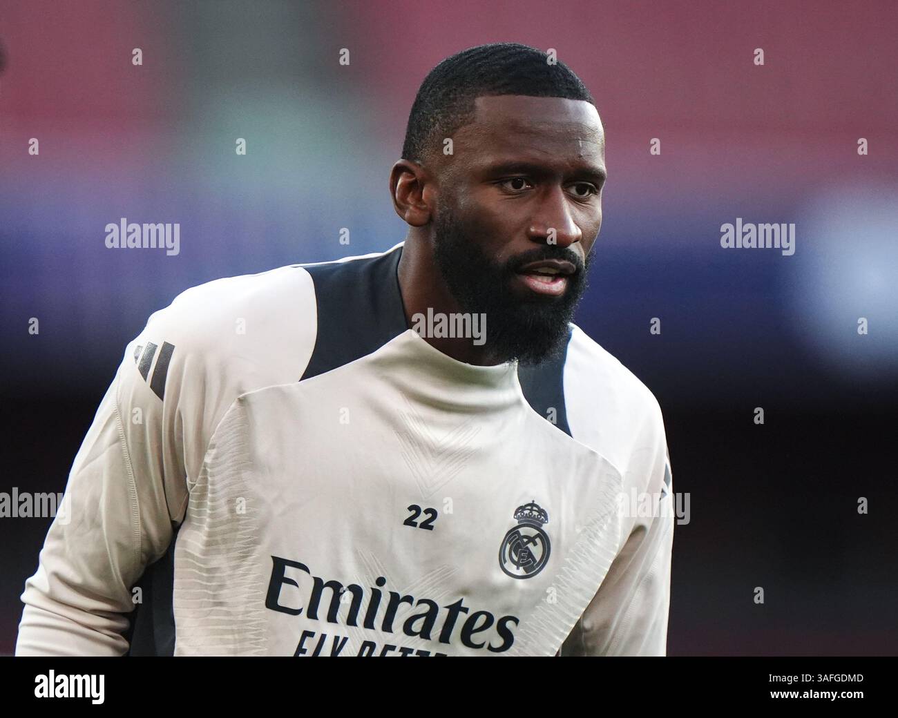 The Rudiger Real Madrid's Antonio Rudiger during a training session at the Emirates ...