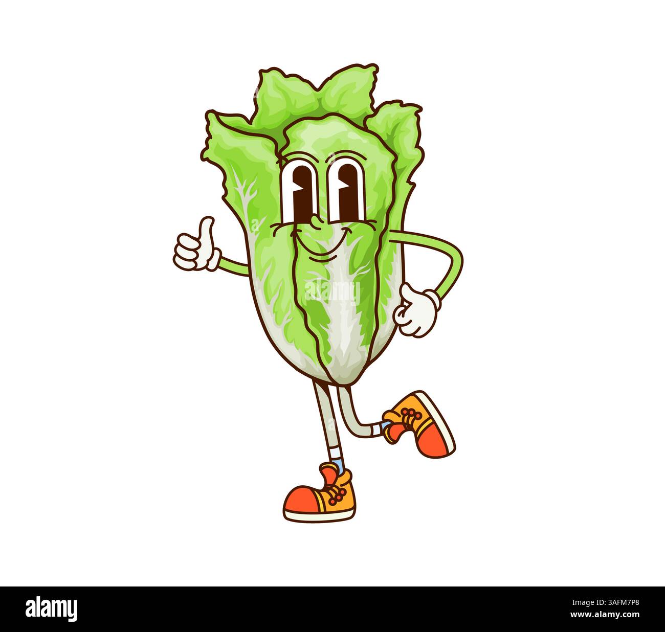 Groovy Chinese cabbage vegetable character on fitness sport, vector ...