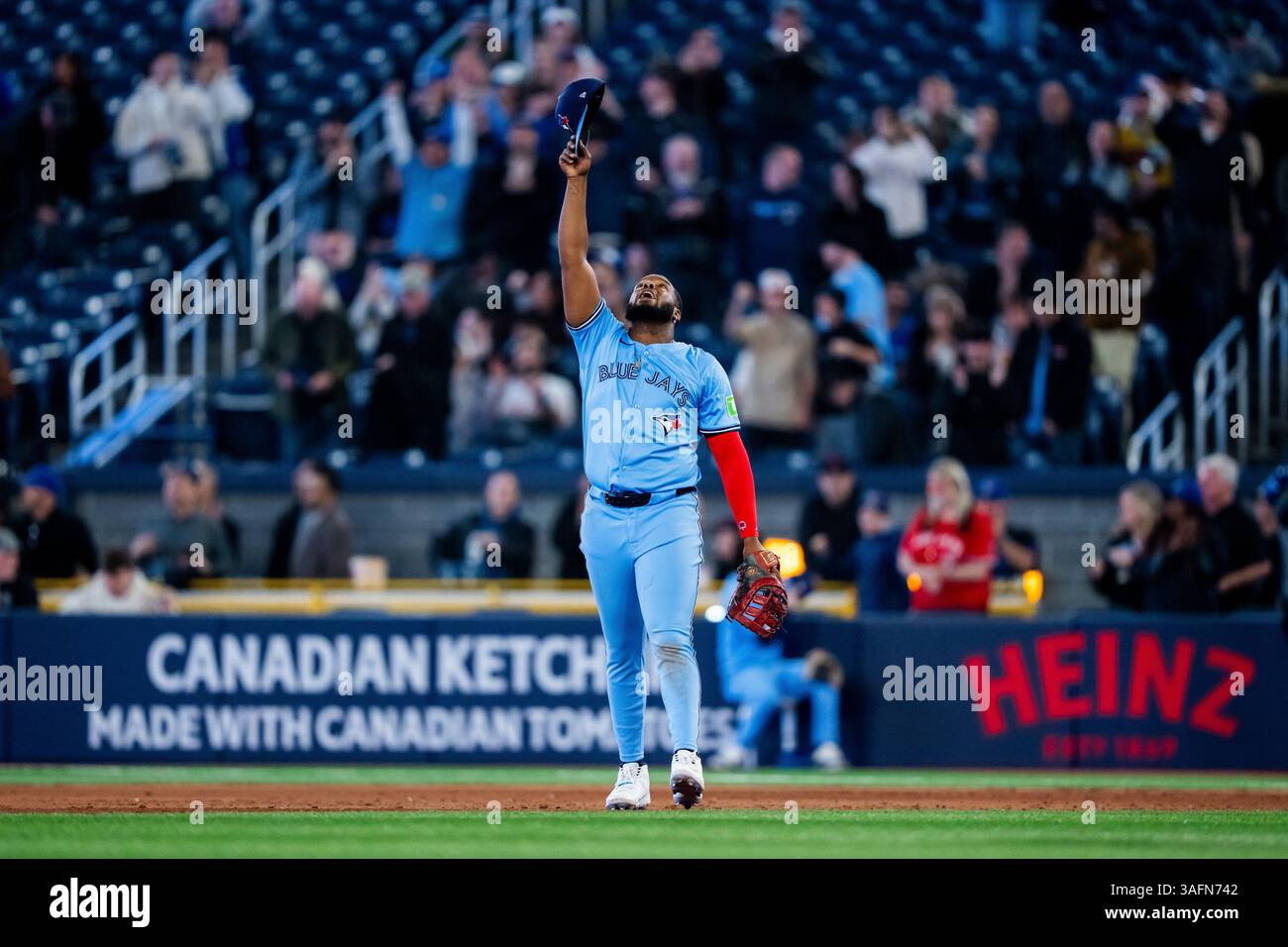 Toronto, Canada. 31st Mar, 2025. Toronto Blue Jays first base Vladimir