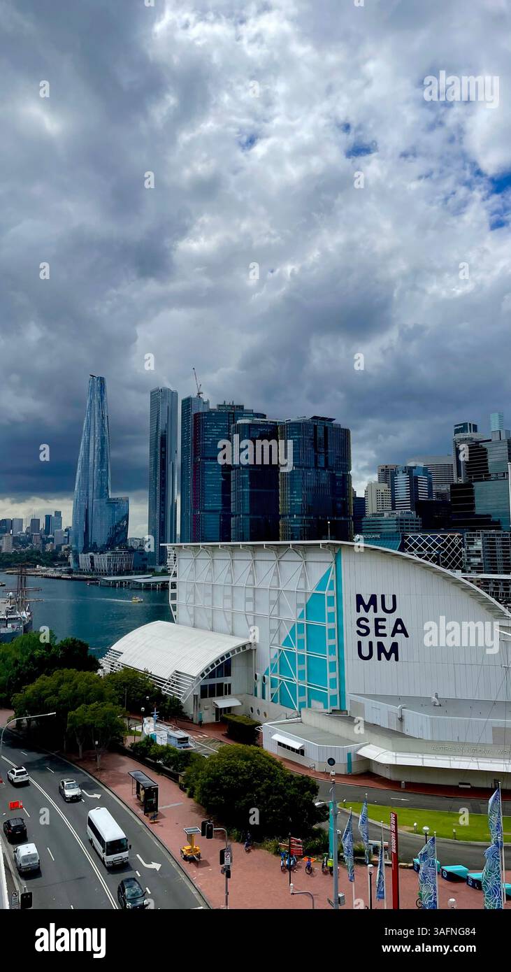 The Australian National Maritime Museum in Darling Harbour in Sydney, the muSEAum is a major tourist attraction and learning centre - Smartphone Captured Stock Image