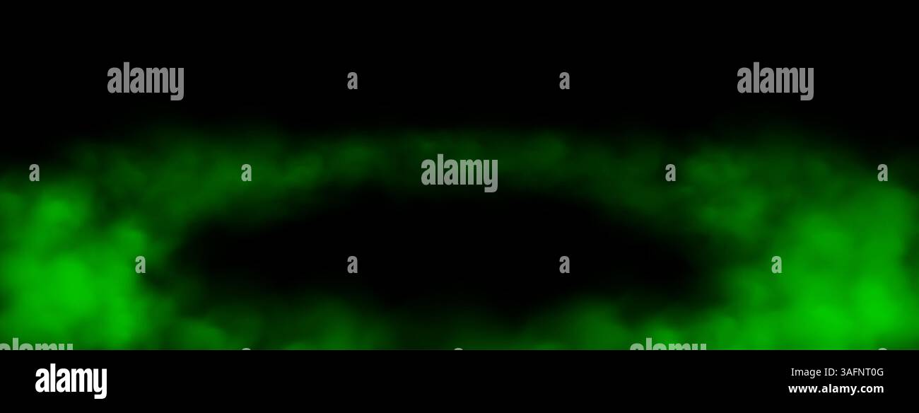 Green smoke on the floor, mist in the room or on the stage. Fog atmosphere effect. Stock Vector