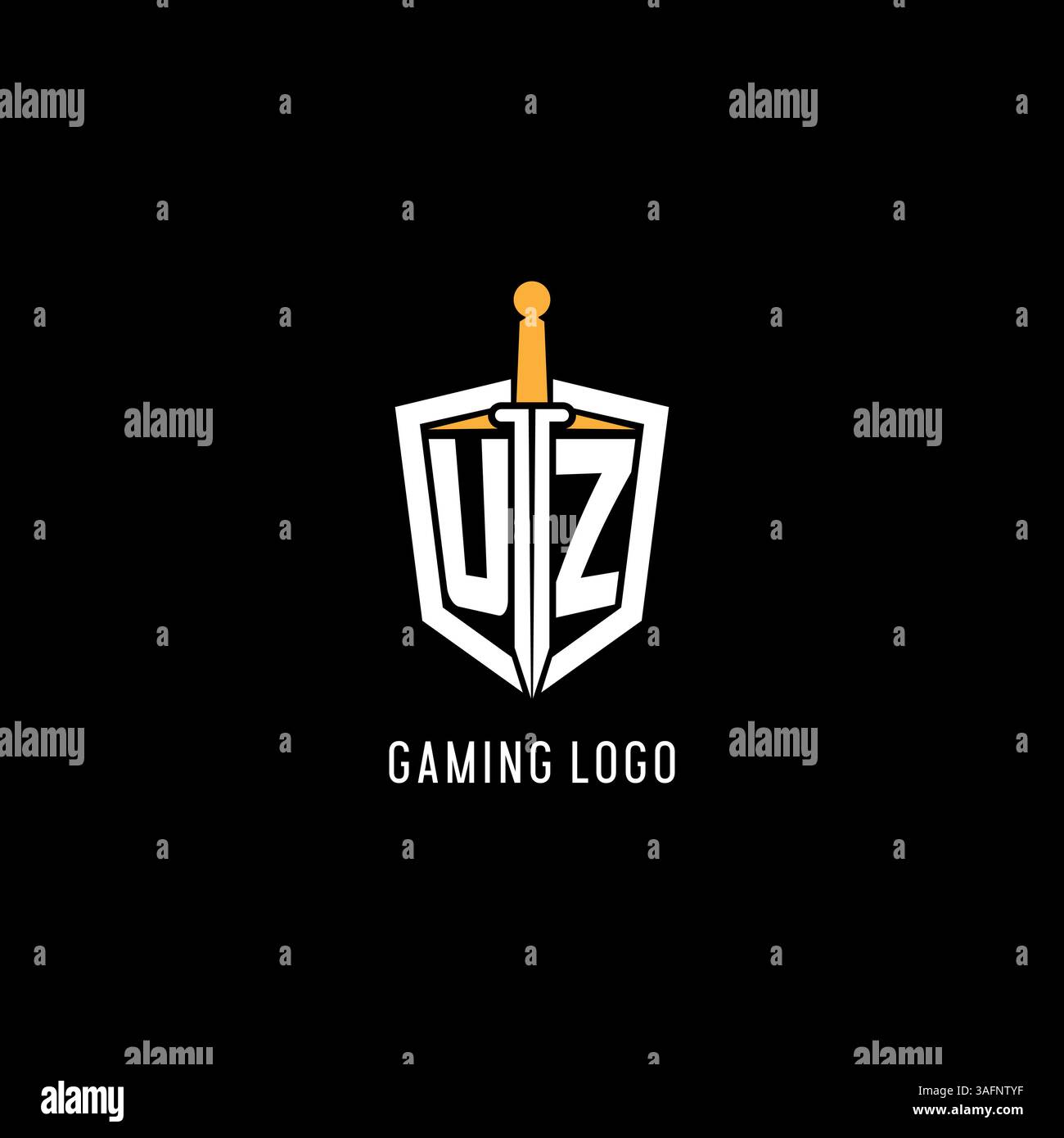 Letter UZ Logo With Shield And Sword Design Inspiration Vector Graphic 