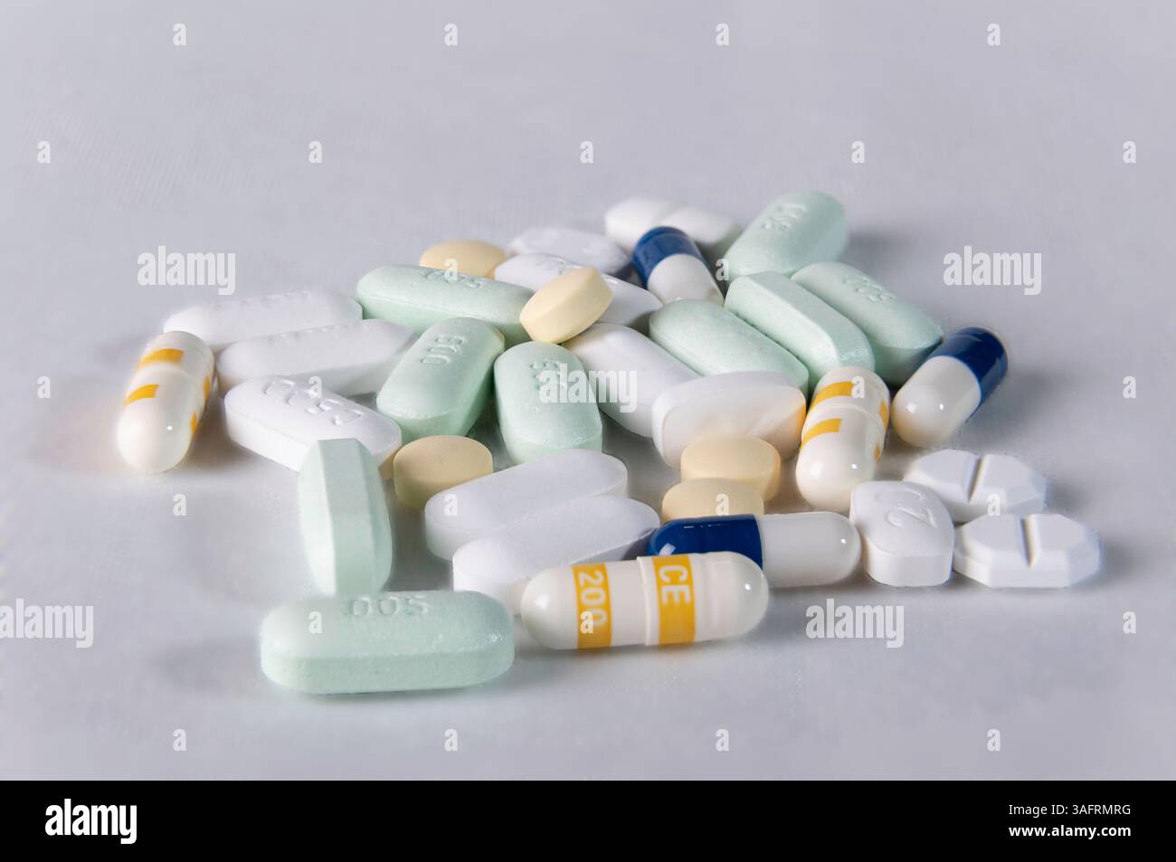 Different medication on a white backgrround Stock Photo - Alamy
