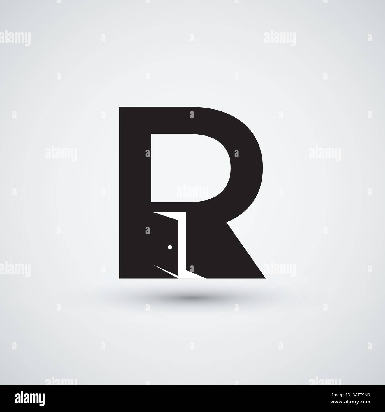 letter R open door logo design flat icon template Stock Vector