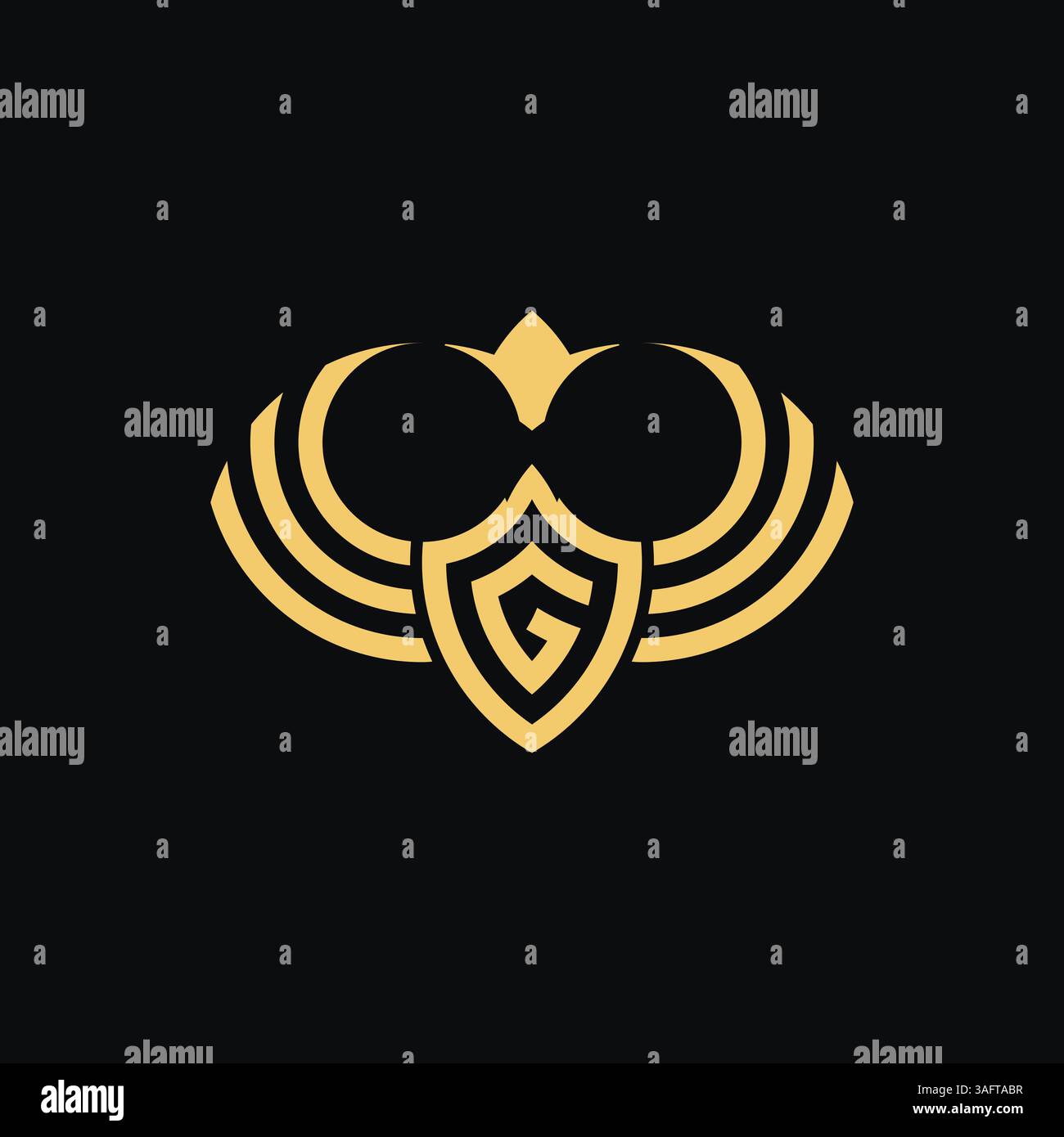Letter G shield eagle wing crown logo Stock Vector
