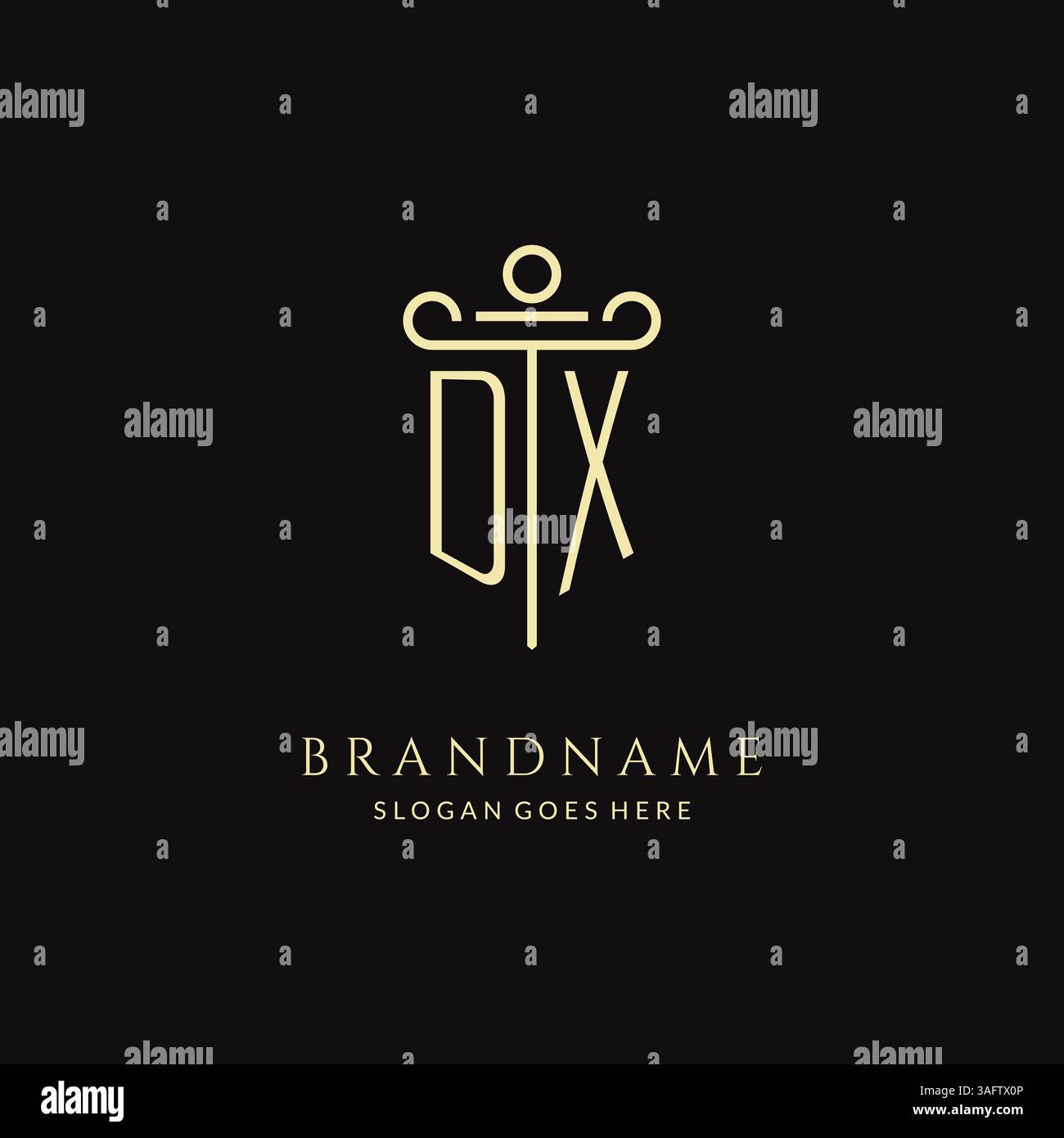 Luxury modern monogram DX logo for law firm with pillar icon design ...