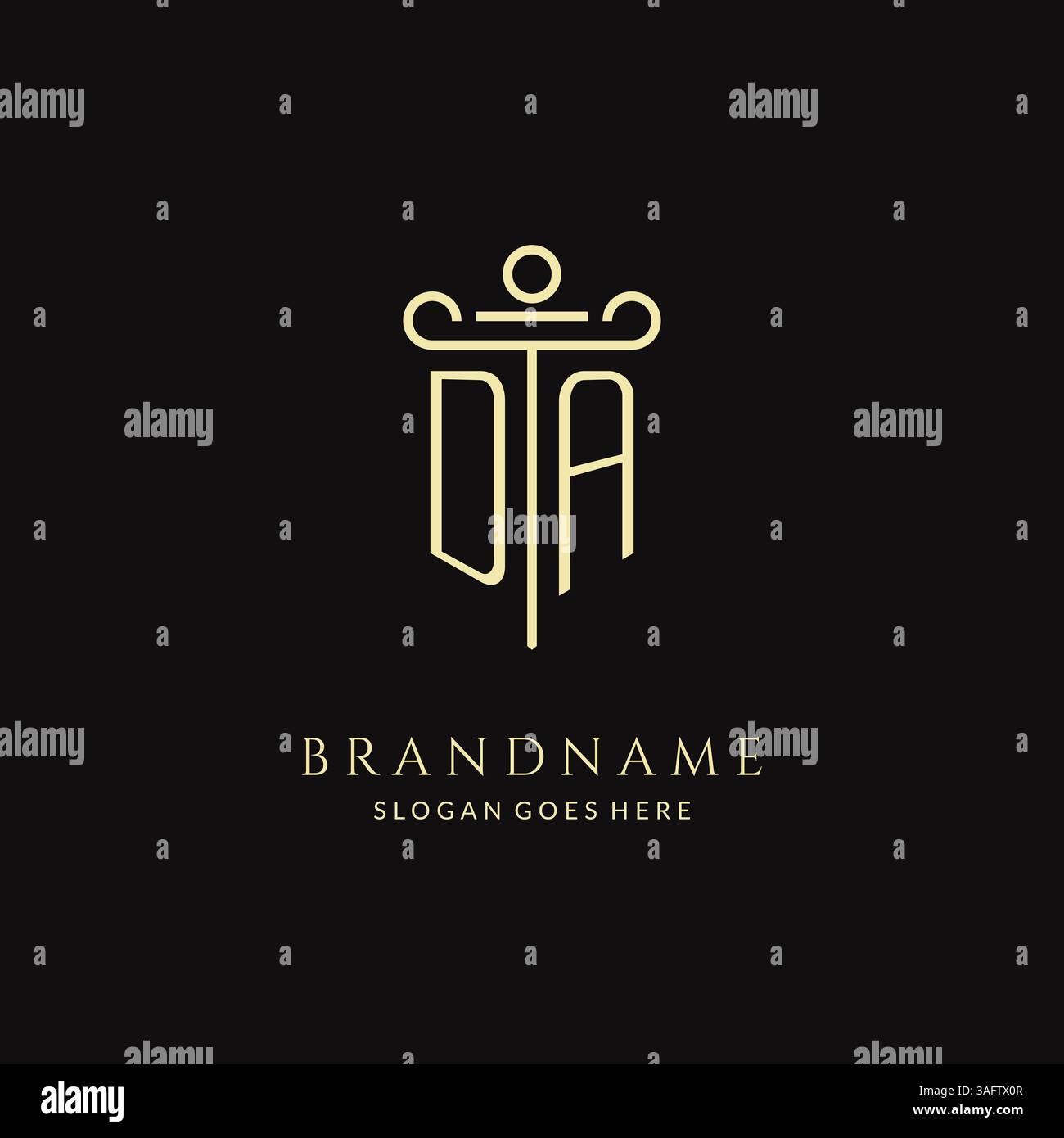 Luxury modern monogram DA logo for law firm with pillar icon design ...