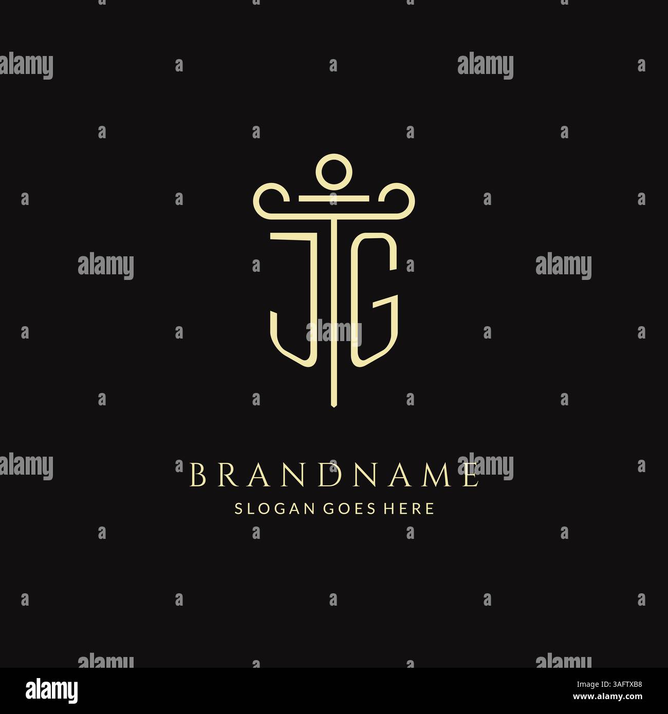 Luxury modern monogram JG logo for law firm with pillar icon design ...