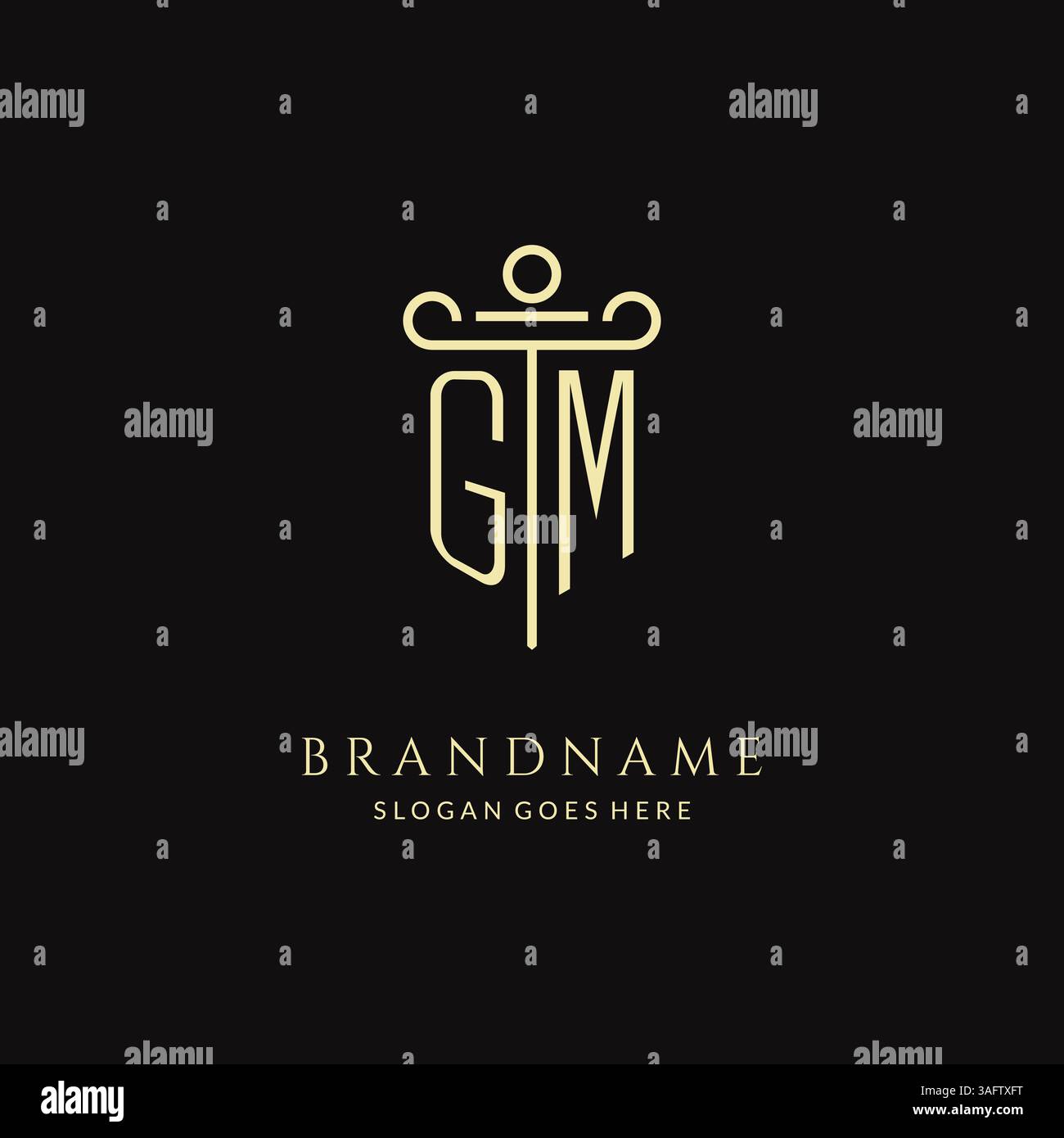 Luxury modern monogram GM logo for law firm with pillar icon design ...