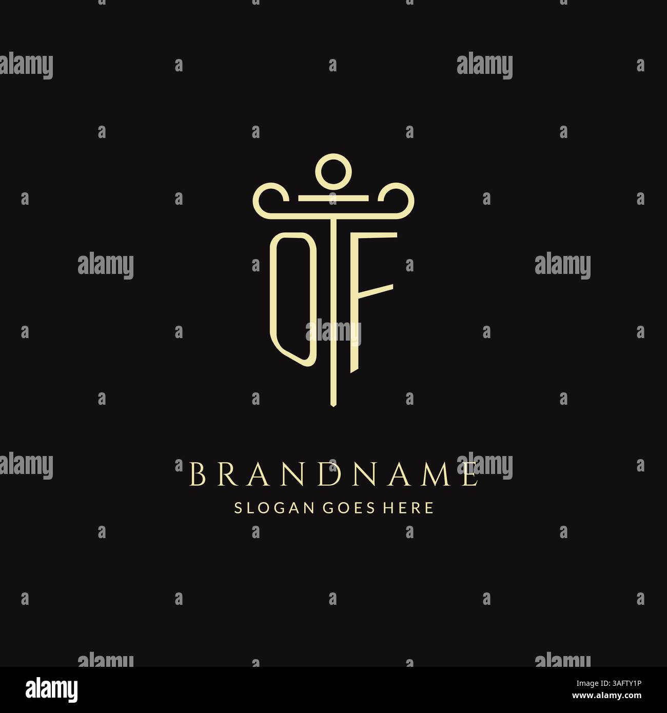 Luxury modern monogram OF logo for law firm with pillar icon design ...