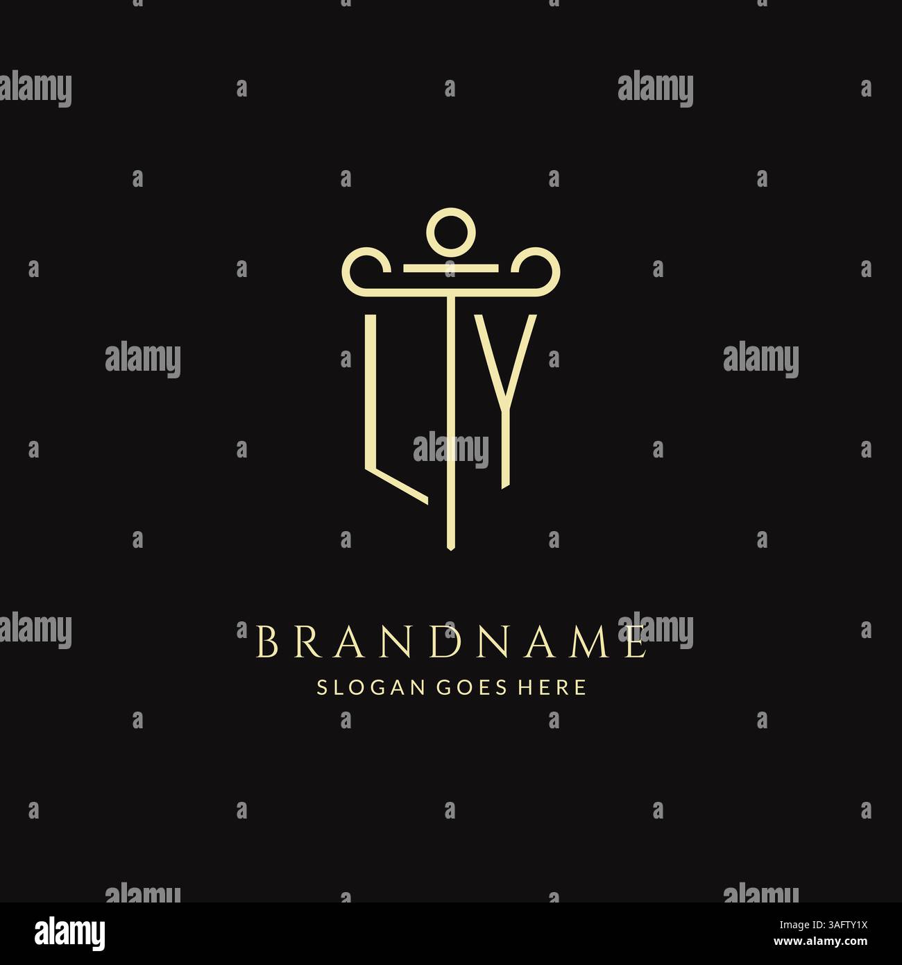 Luxury modern monogram LY logo for law firm with pillar icon design ...