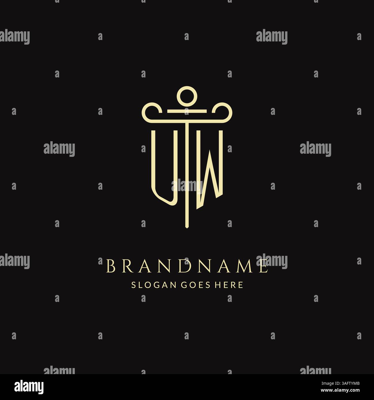 Luxury modern monogram UW logo for law firm with pillar icon design ...