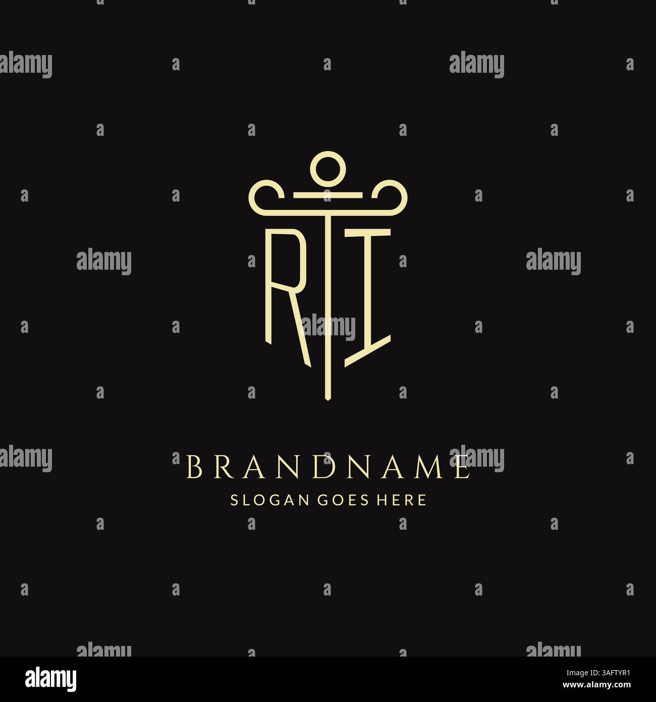 Luxury modern monogram RI logo for law firm with pillar icon design ...