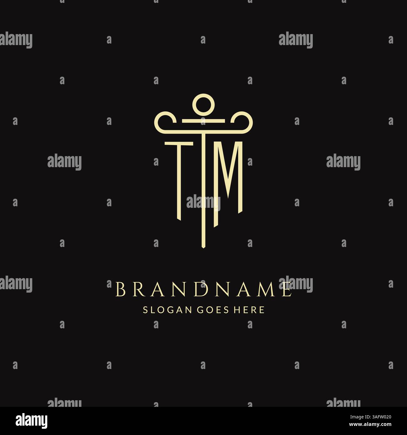Luxury modern monogram TM logo for law firm with pillar icon design ...