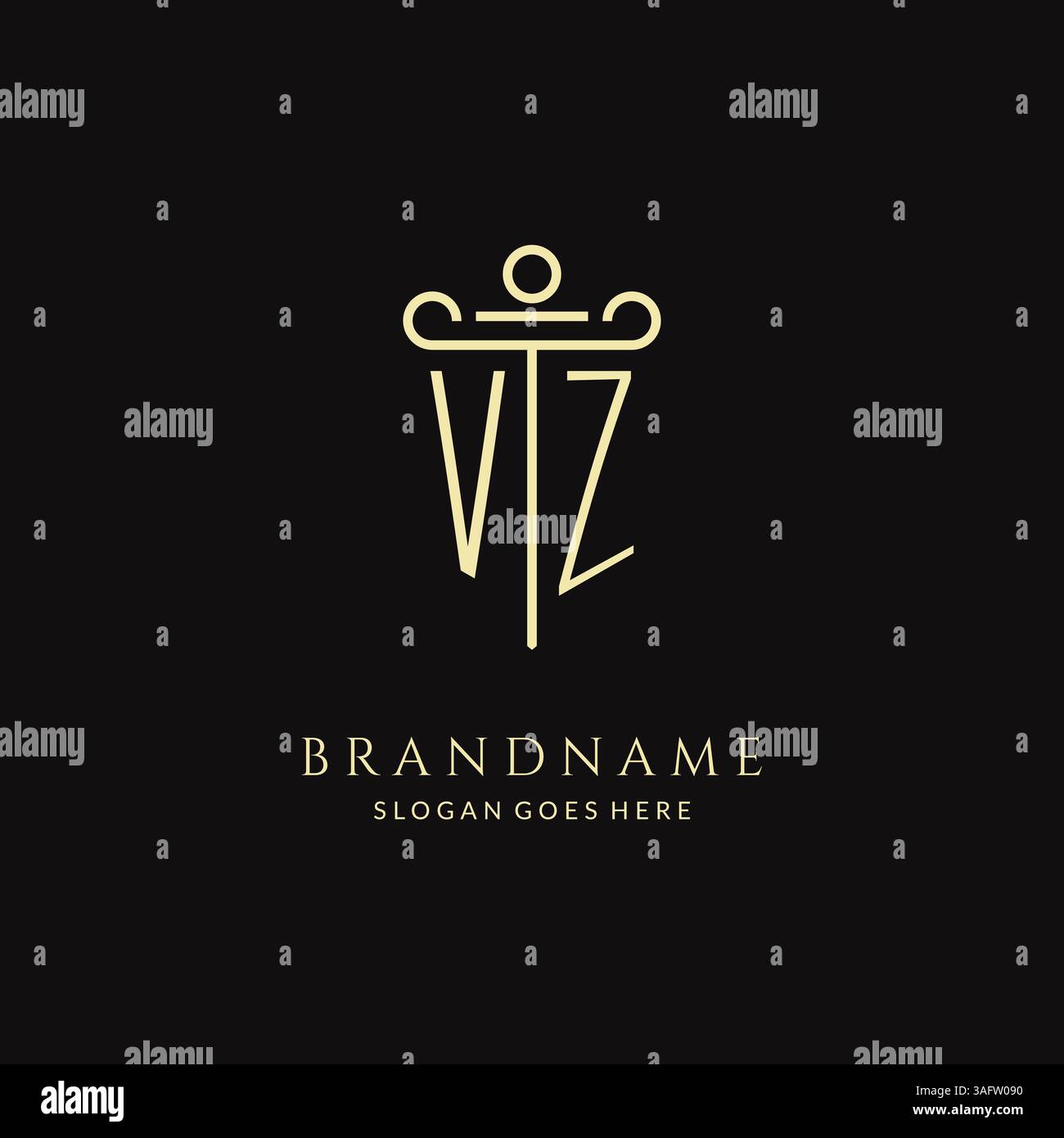 Luxury modern monogram VZ logo for law firm with pillar icon design ...