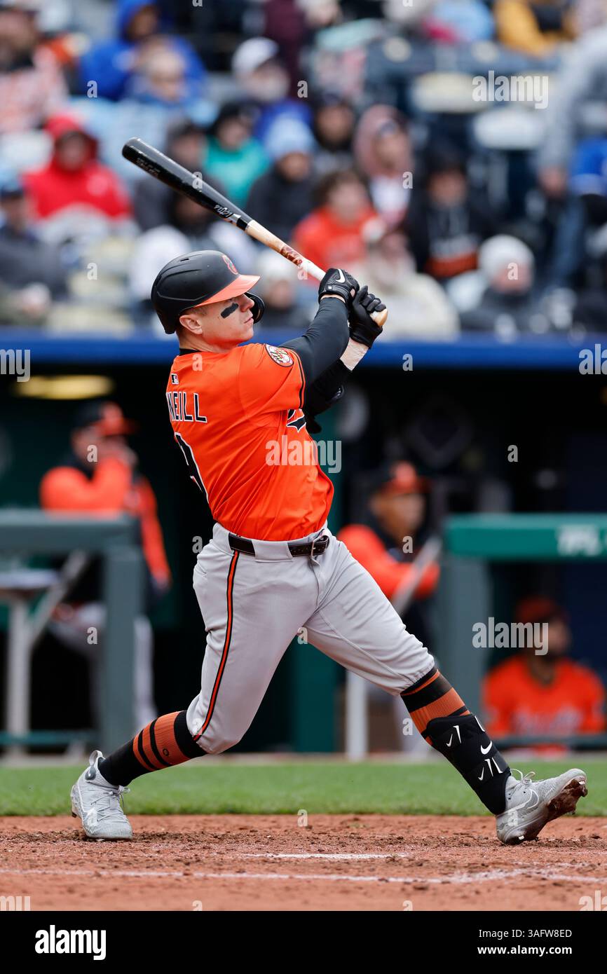 KANSAS CITY, MO - APRIL 05: Baltimore Orioles outfielder Tyler O'Neill ...