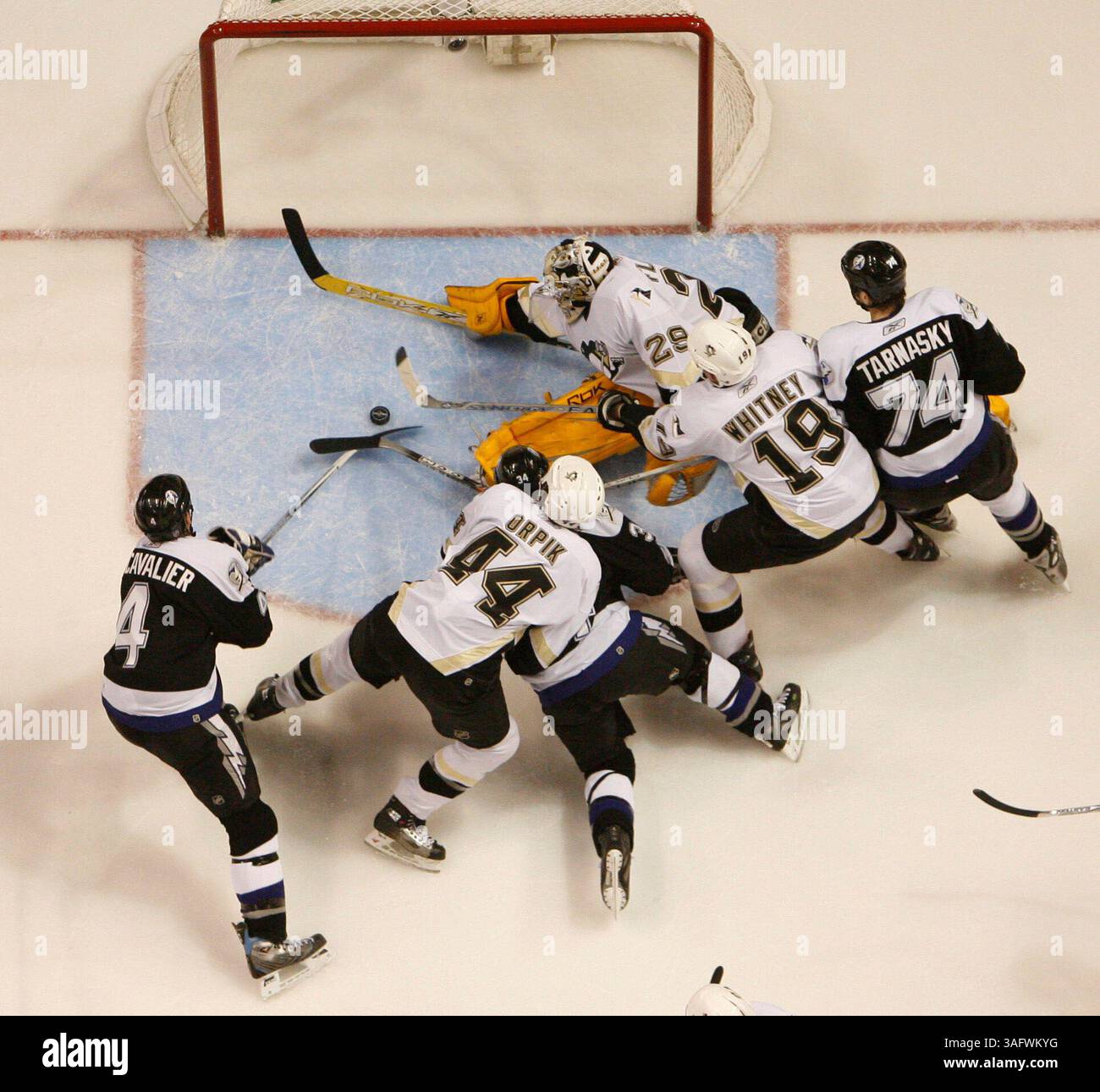 Pittsburgh Penguins' Ryan Whitney (19) celebrates his goal