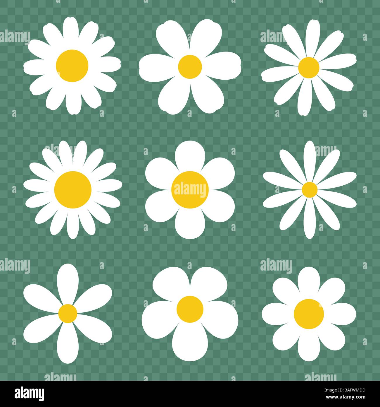 Camomile vector icon set. Daisy flowers icons isolated Stock Vector ...
