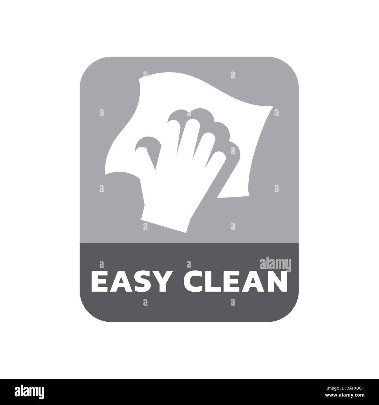 Easy clean material label. Easy clean surface with rag and hand vector ...