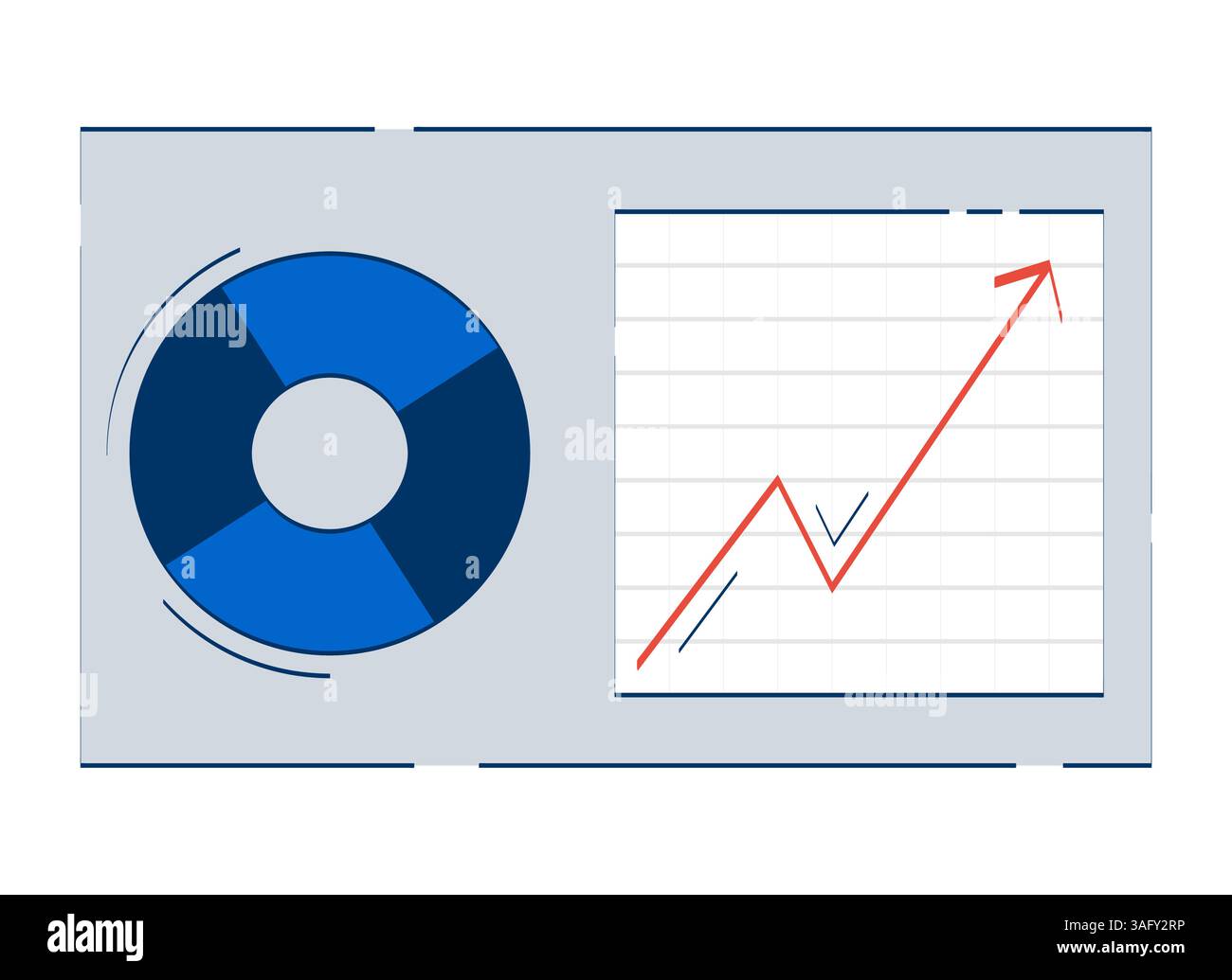 Business analytics dashboard with chart and graph 2D doodle object ...