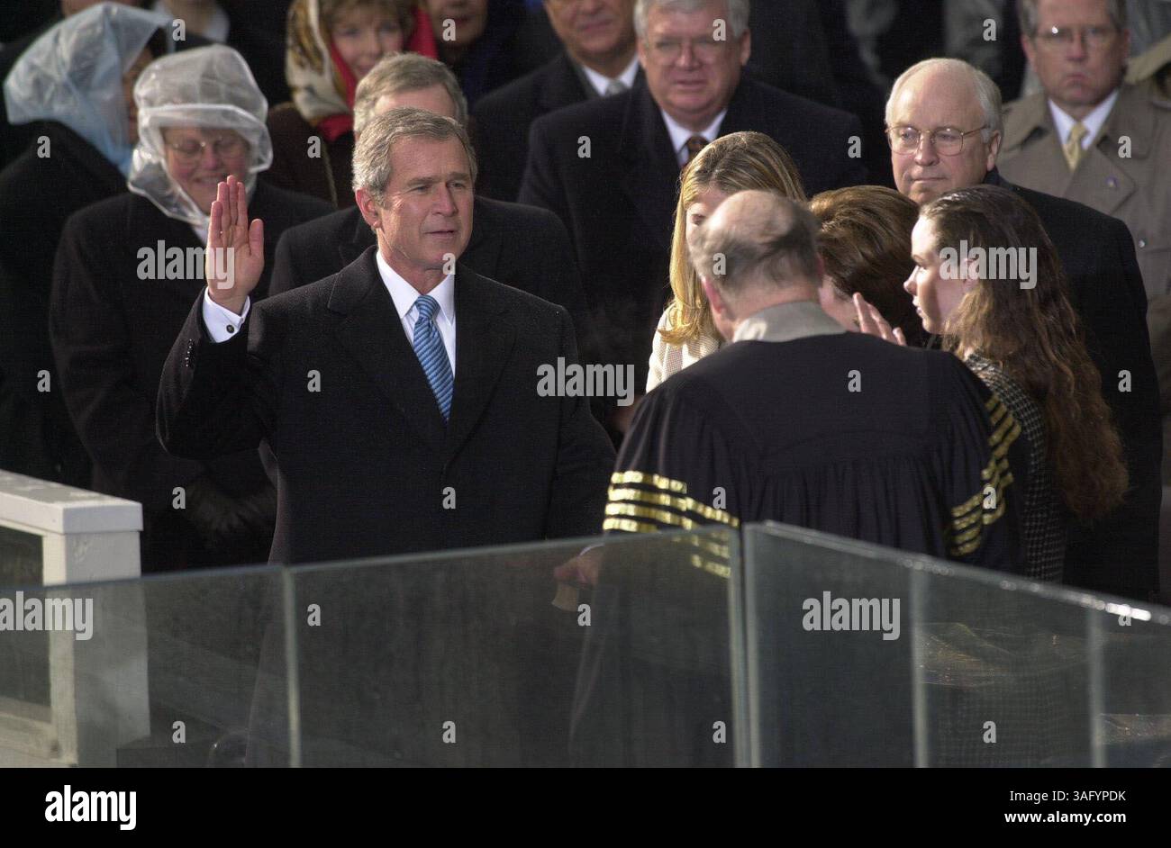 2001 Inauguration George W. Bush is arrives and is sworn in as the 43rd President of the ...