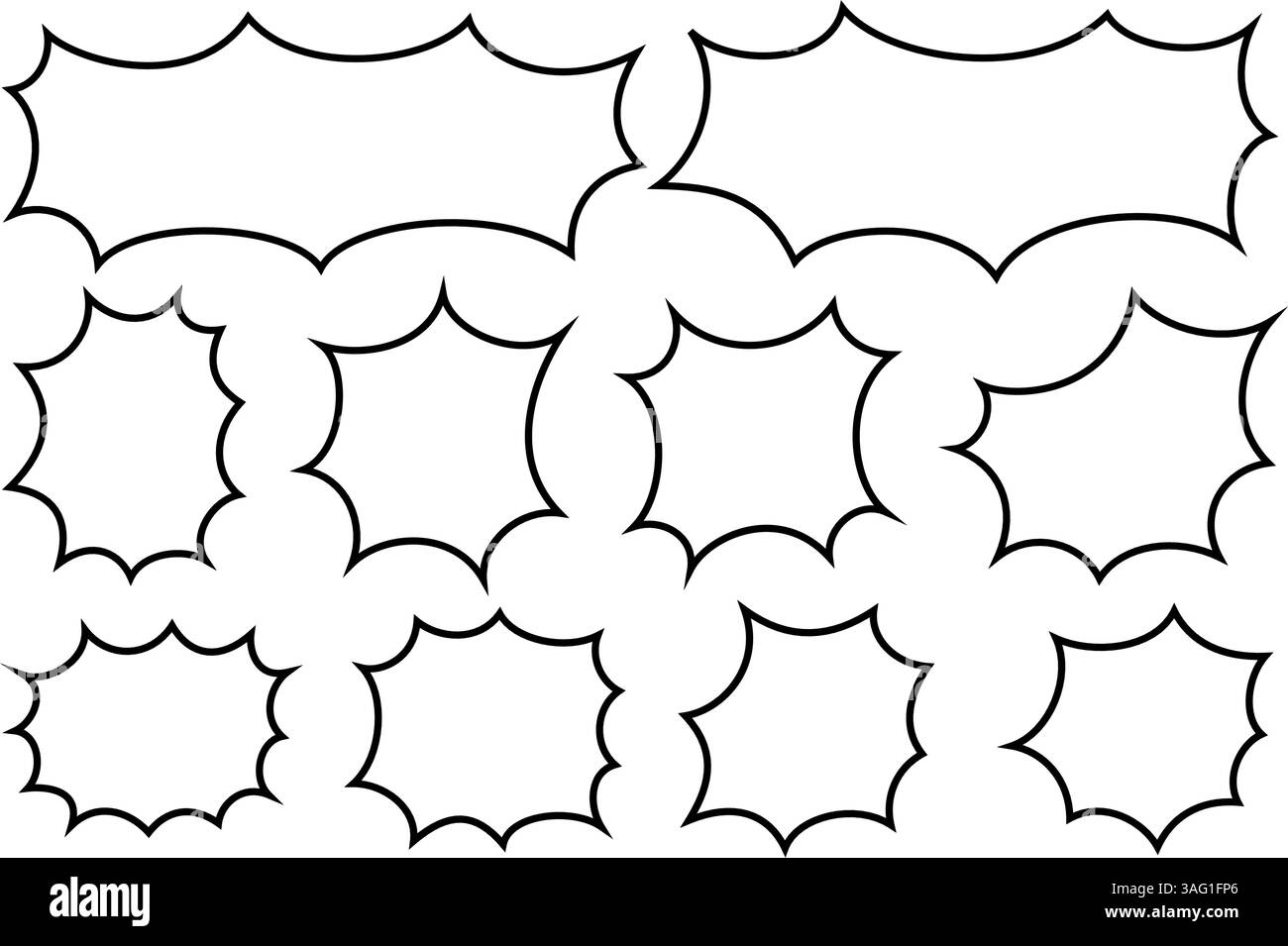 Set of blank comic speech bubbles. Manga dialogue frames. Empty text ...