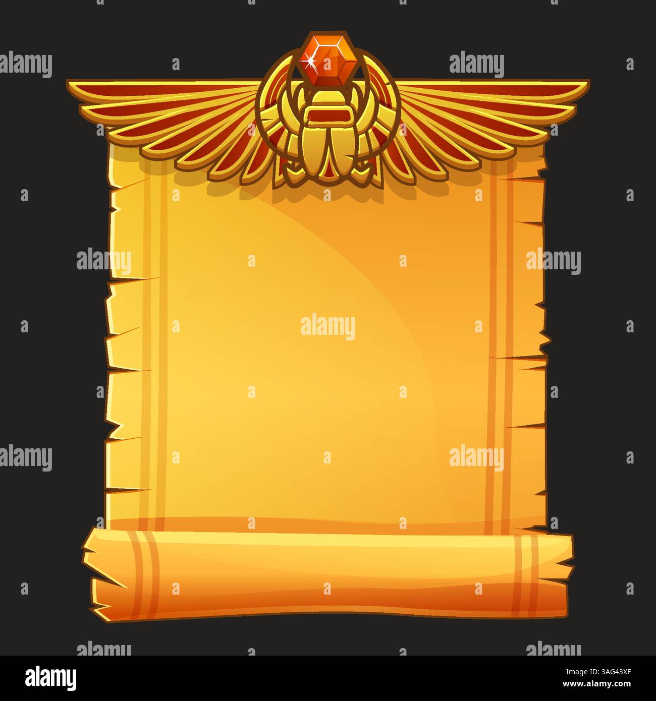 Ancient Egypt papyrus scroll cartoon vector with scarab and Egyptian ...