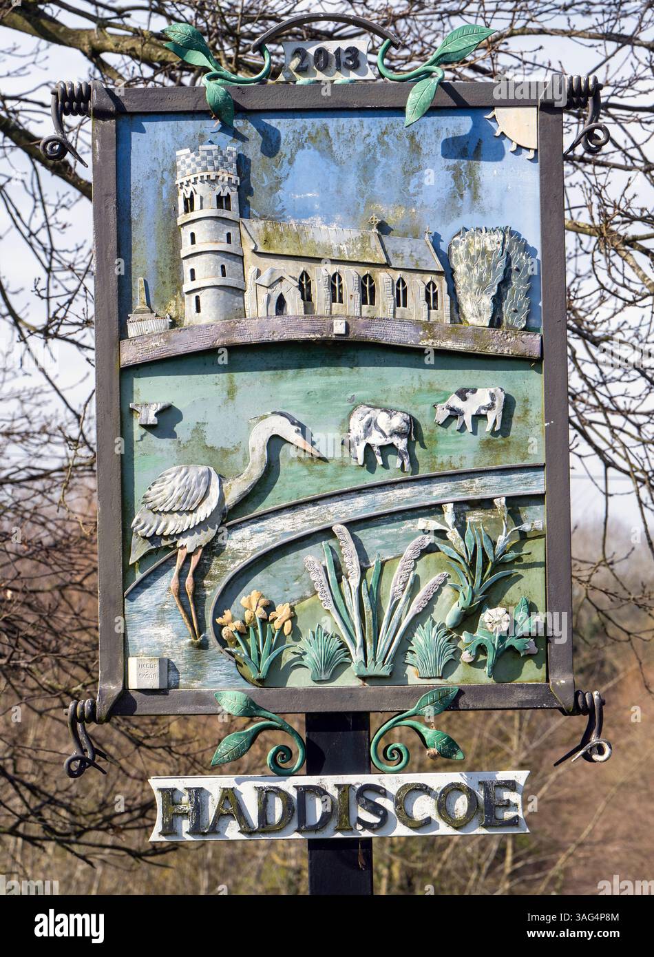 Haddiscoe village name sign, Haddiscoe, Norfolk, East Anglia, England ...