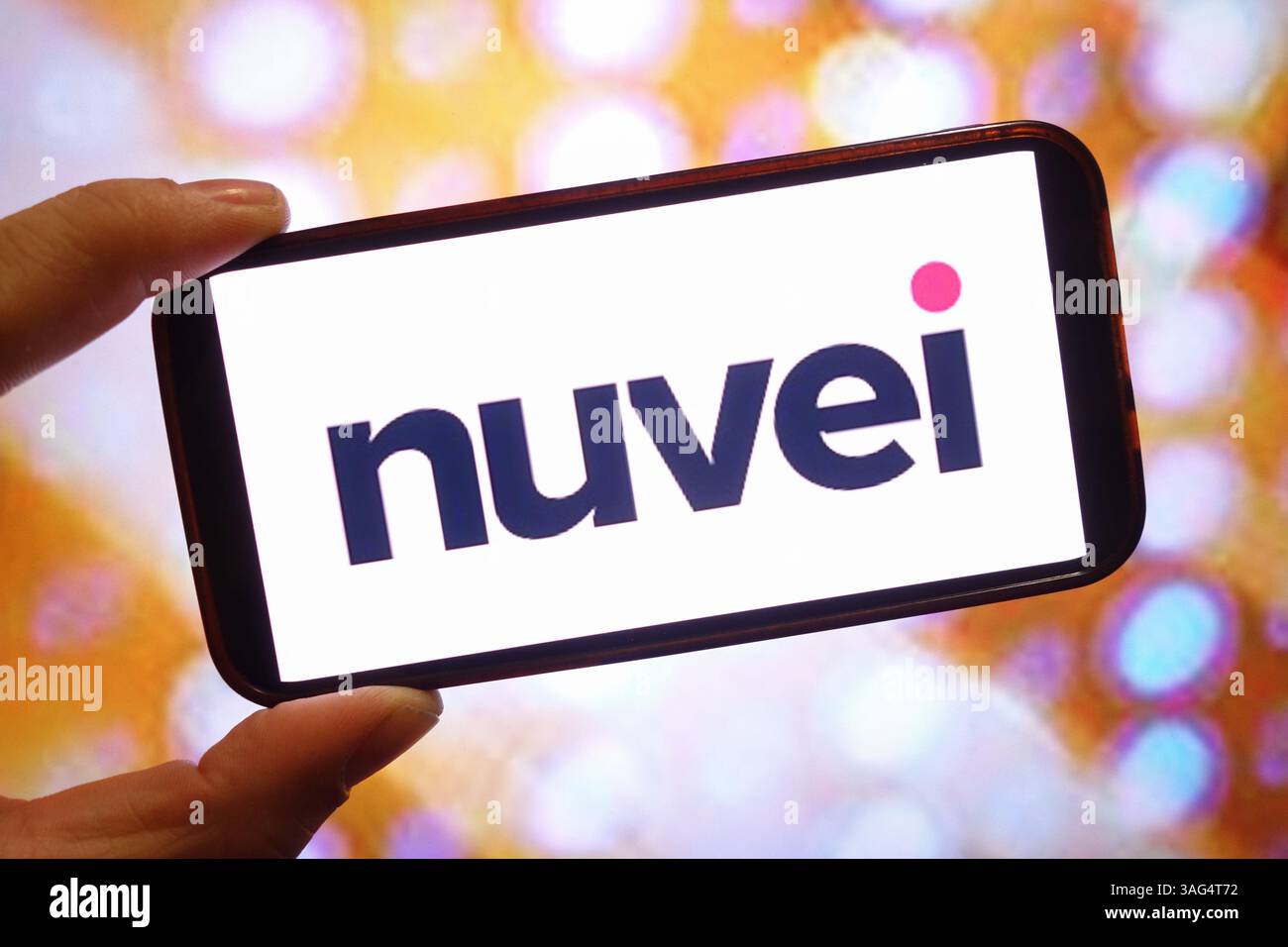 In this photo illustration, the Nuvei company logo is seen displayed on ...