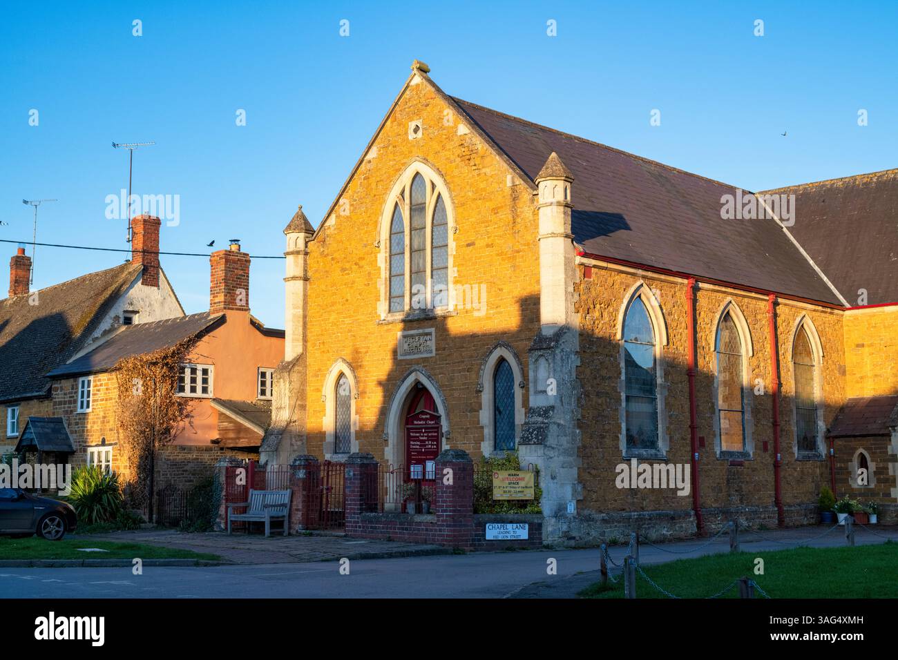 Cropredy Methodist Church in the late afternoon light. Cropredy, Oxfordshire, England Stock Photo