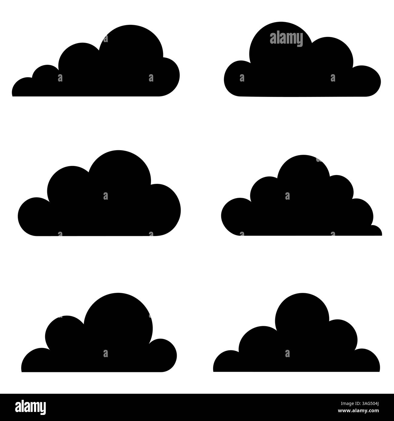 Cloud icons. Black cloud icons isolated on white background. Vector ...