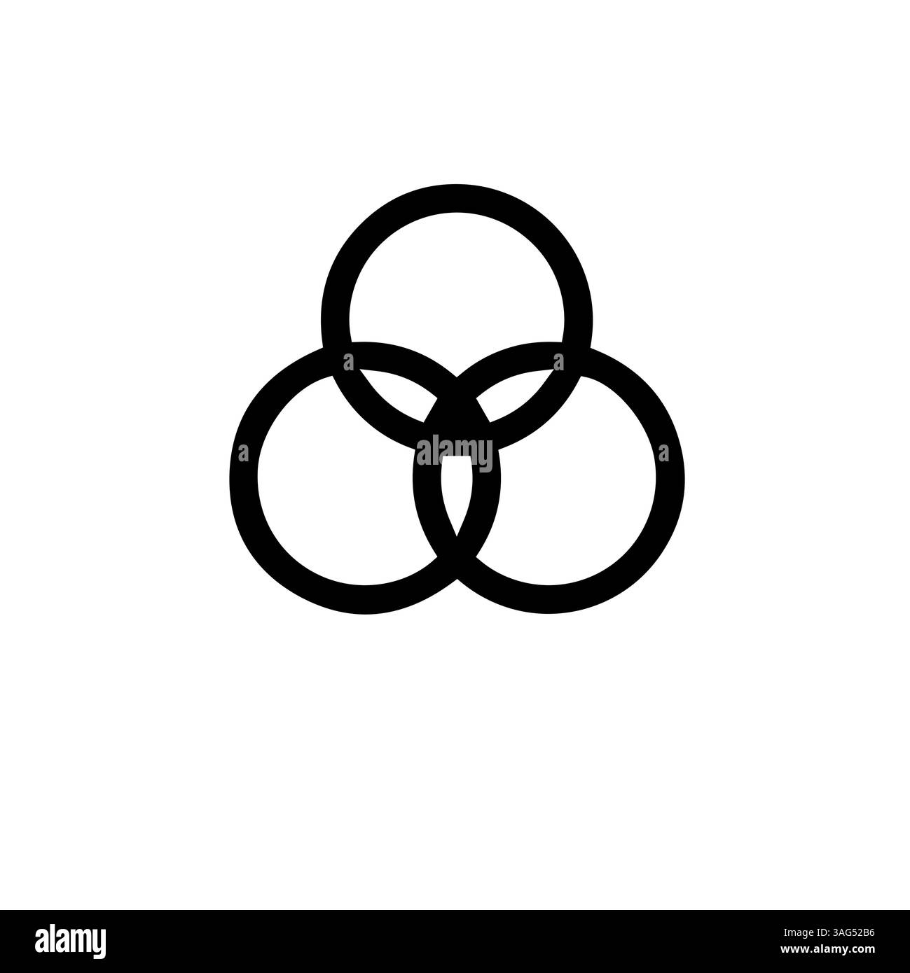 Borromean Three Rings, Optical Illusion Solid Flat Vector Icon Isolated on White Background. Stock Vector