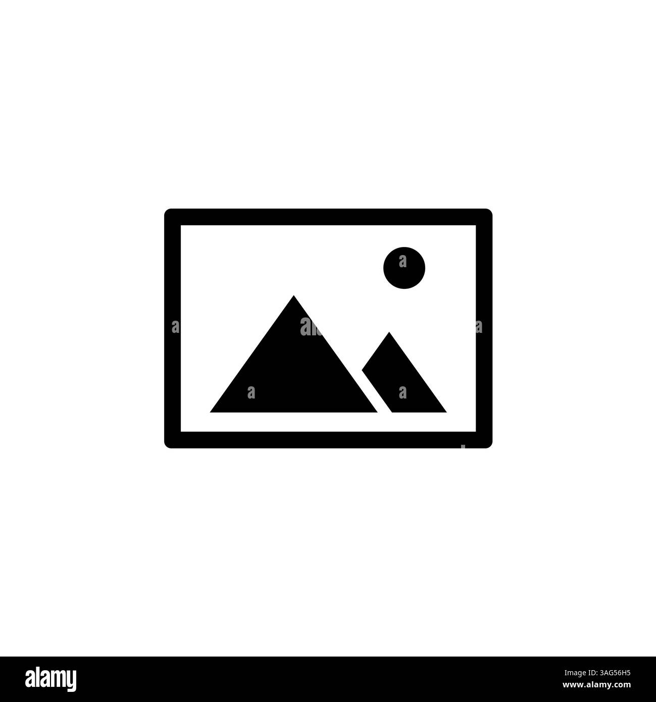 Landscape Photo Card, Picture Frame Solid Flat Vector Icon Isolated on White Background. Stock Vector