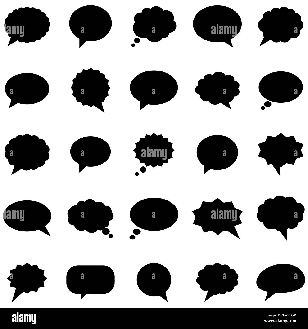 Speech bubbles icon. Black speech bubbles icons isolated on white ...