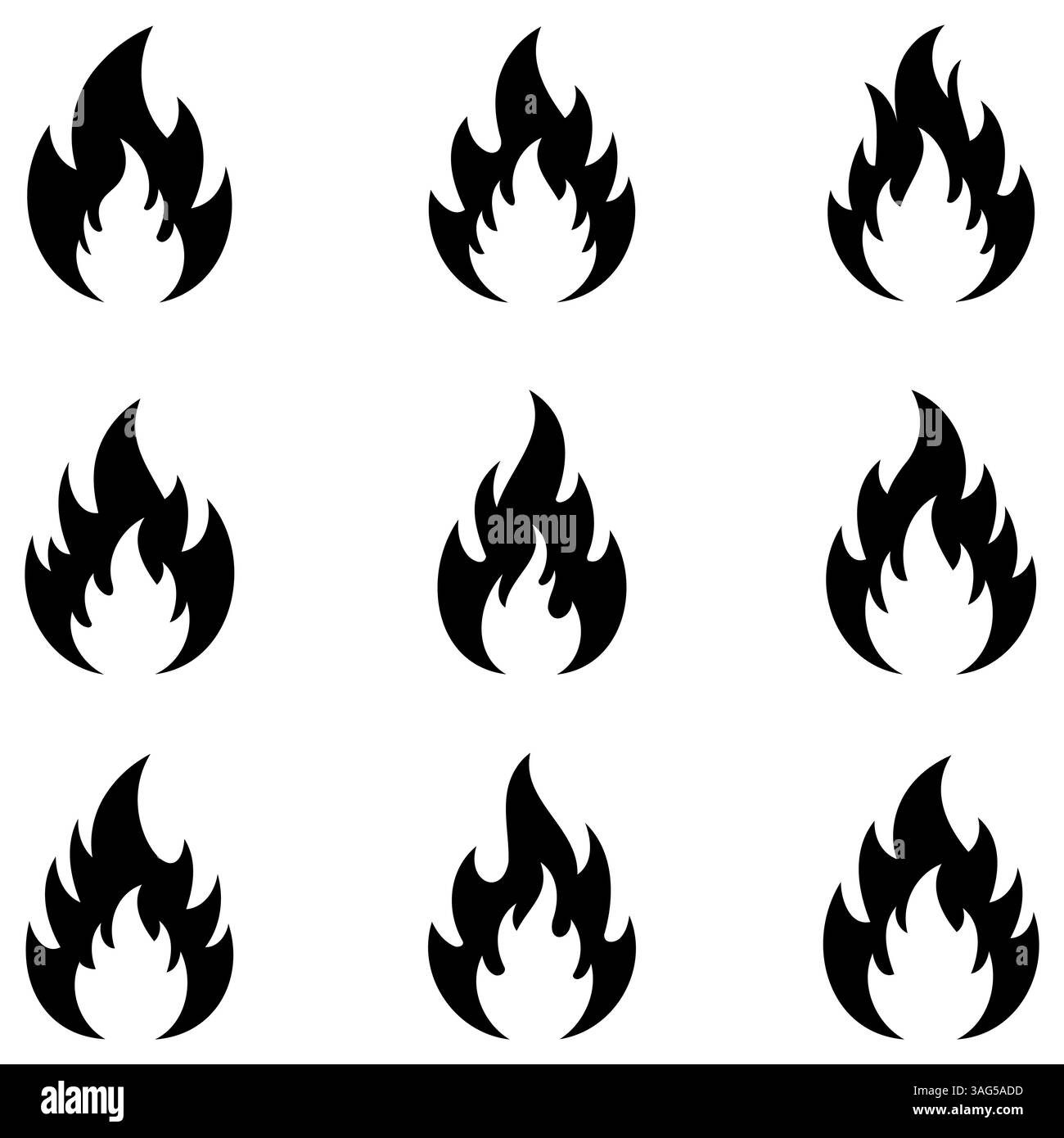 Flame icon. Black flame icons isolated on white background. Vector ...