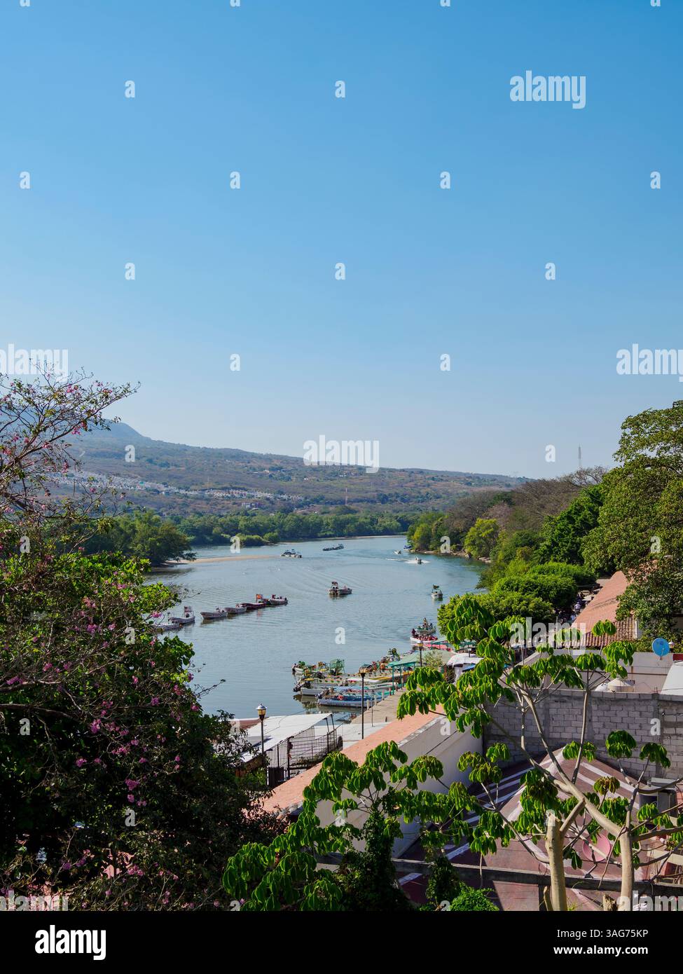 Grijalva River, elevated view, Chiapa de Corzo, Chiapas State, Mexico Stock Photo