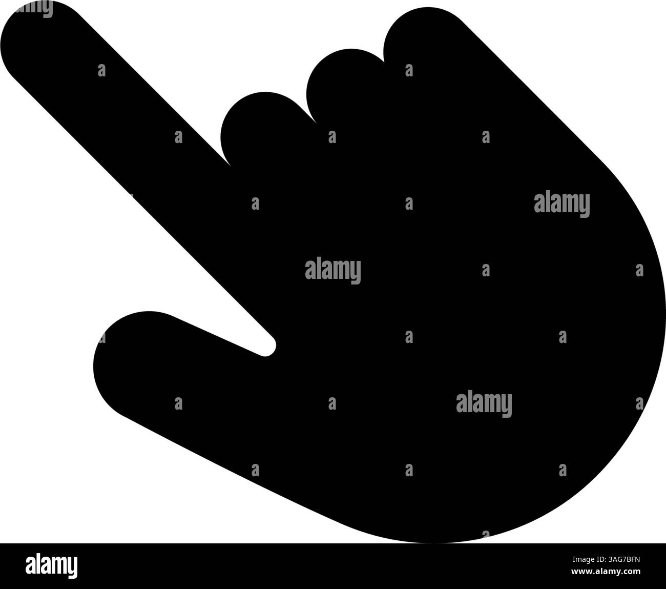 Black pointing hand icon for digital interface navigation. Stock Vector