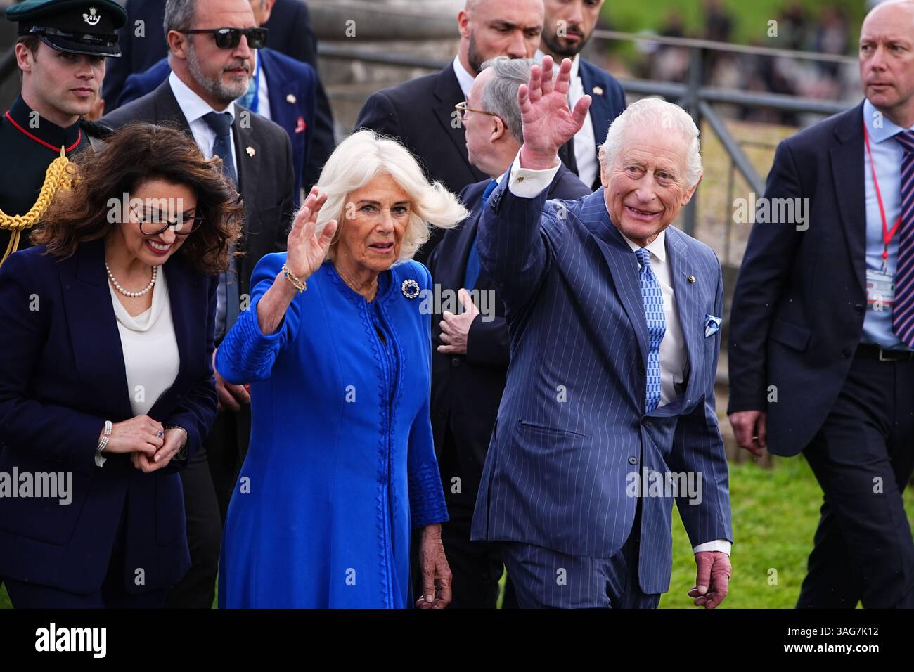 King Charles III and Queen Camilla visit the Colosseum in Rome, on the