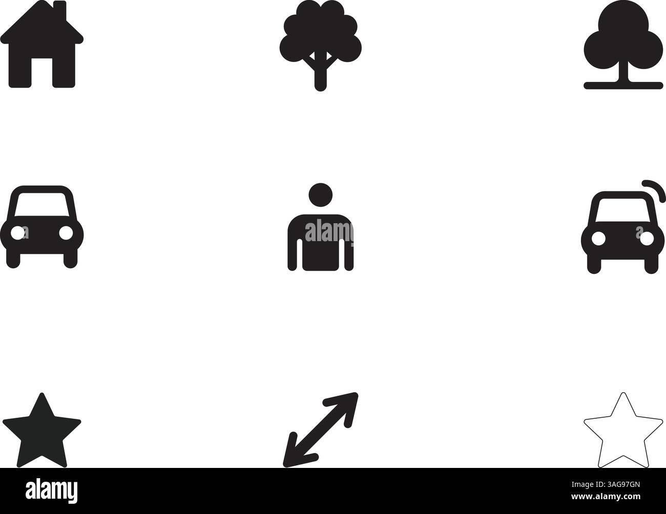 Hand drawn silhouette icon set illustration Stock Vector