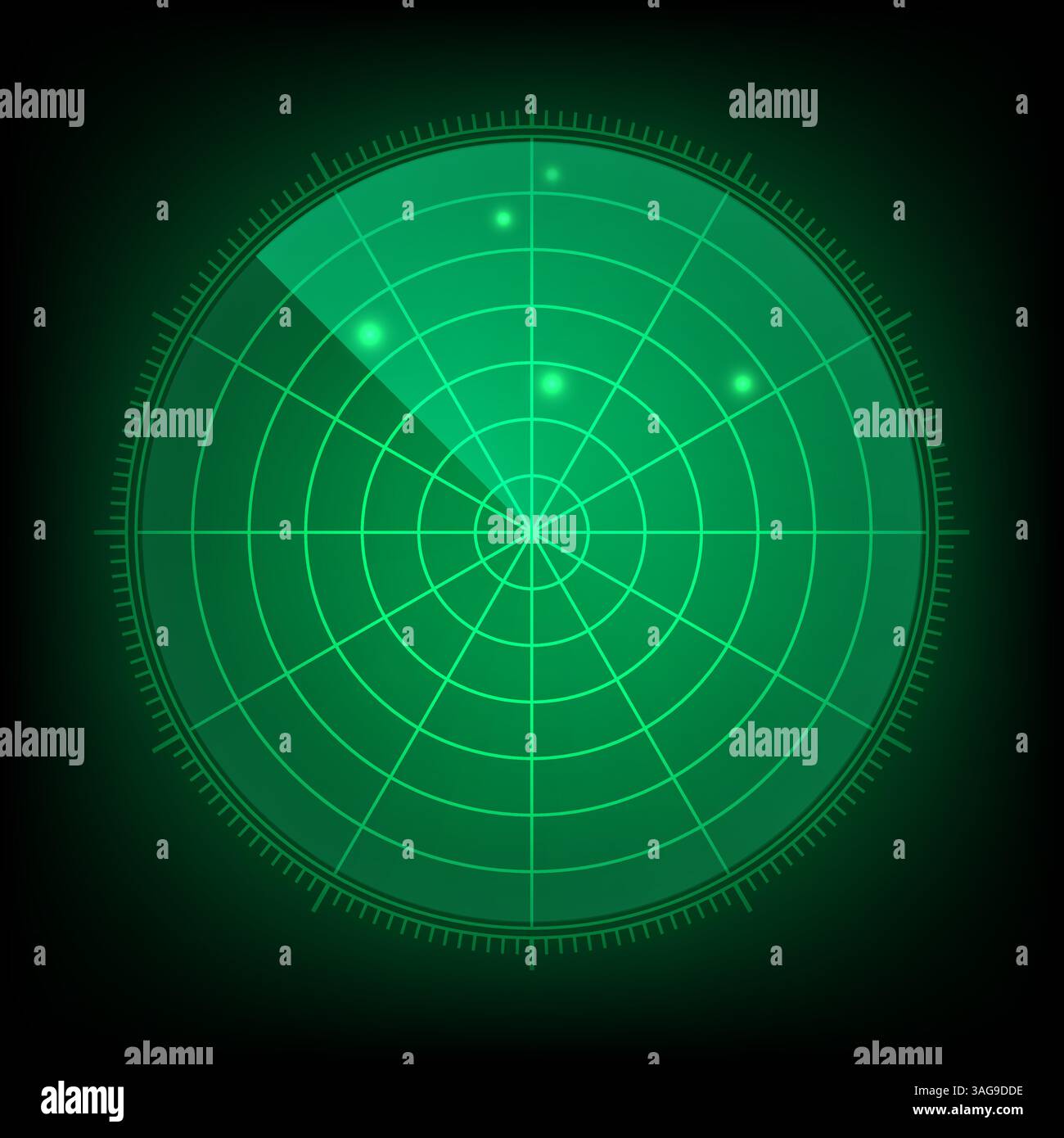 Abstract Technology concept Digital realistic simple radar screen and scale, Vector illustration Stock Vector