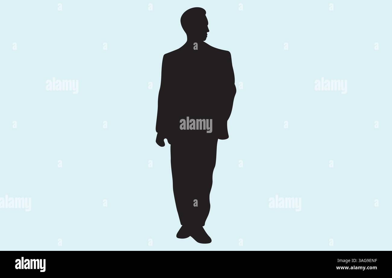 Vector art of businessman silhouette isolated on white background Stock Vector