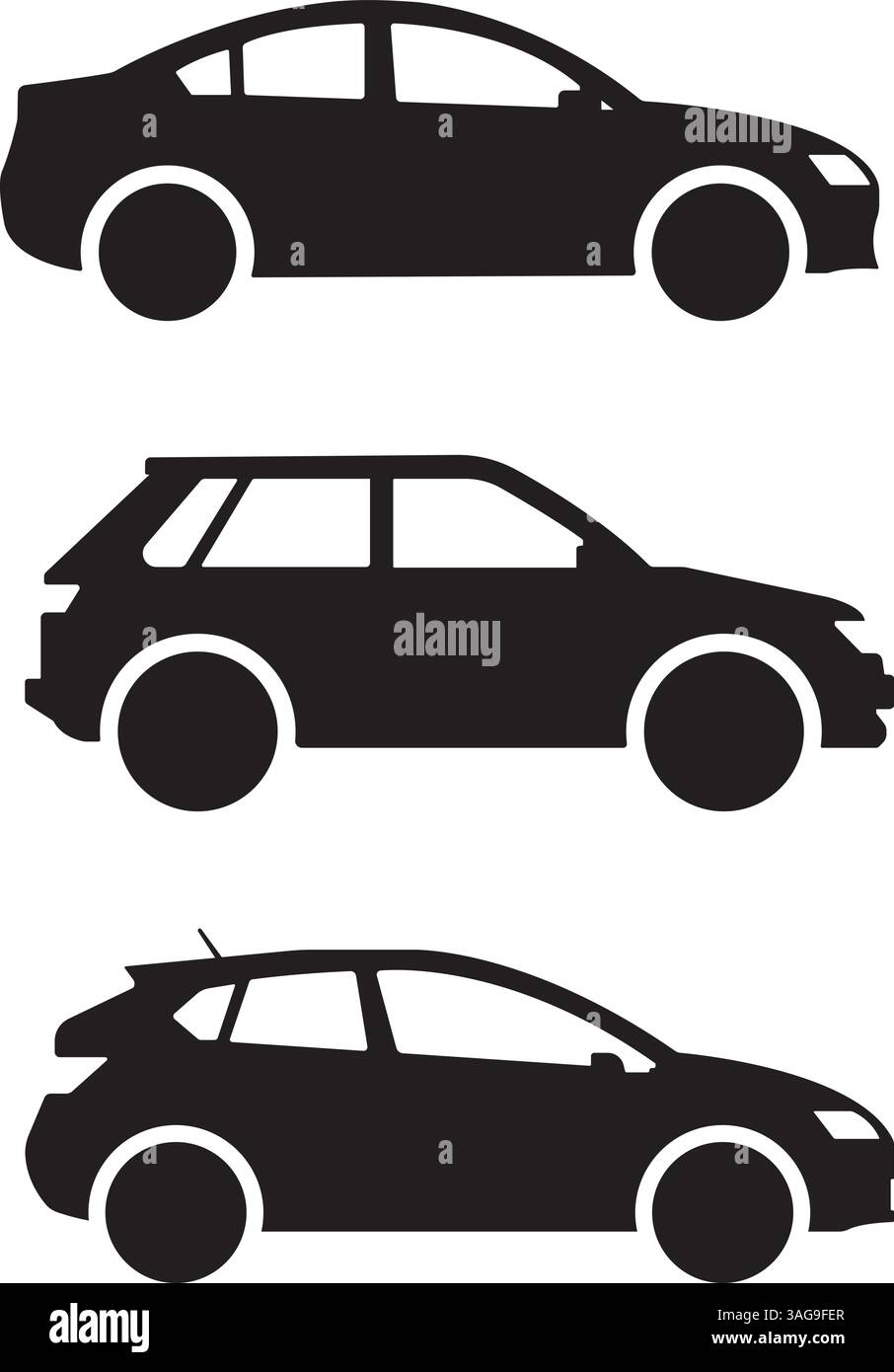Car silhouettes set vector illustration Stock Vector