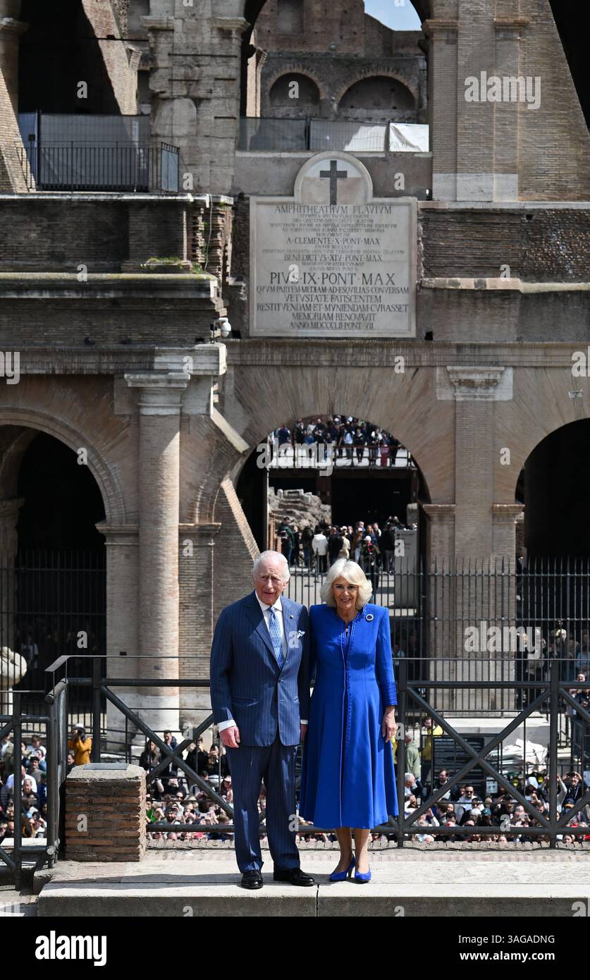 Rome, Italy. 08th Apr, 2025. King Charles III and Queen Camilla of