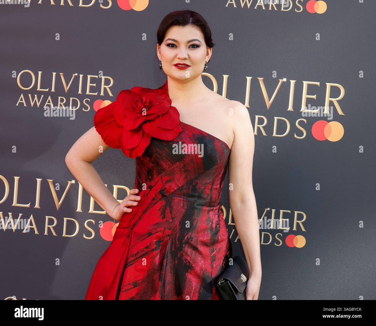 Aigul Akhmetshina attends the Olivier Awards 2025 at the Royal Albert ...