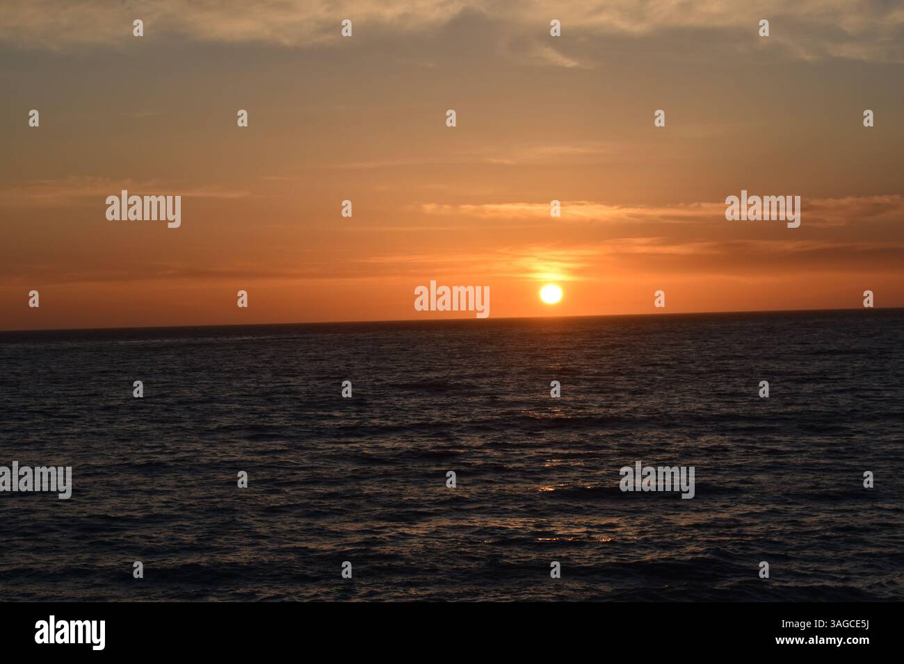 Golden Hour Over the Pacific: A Serene Sunset at Moonstone Beach, Cambria - Stock Image
