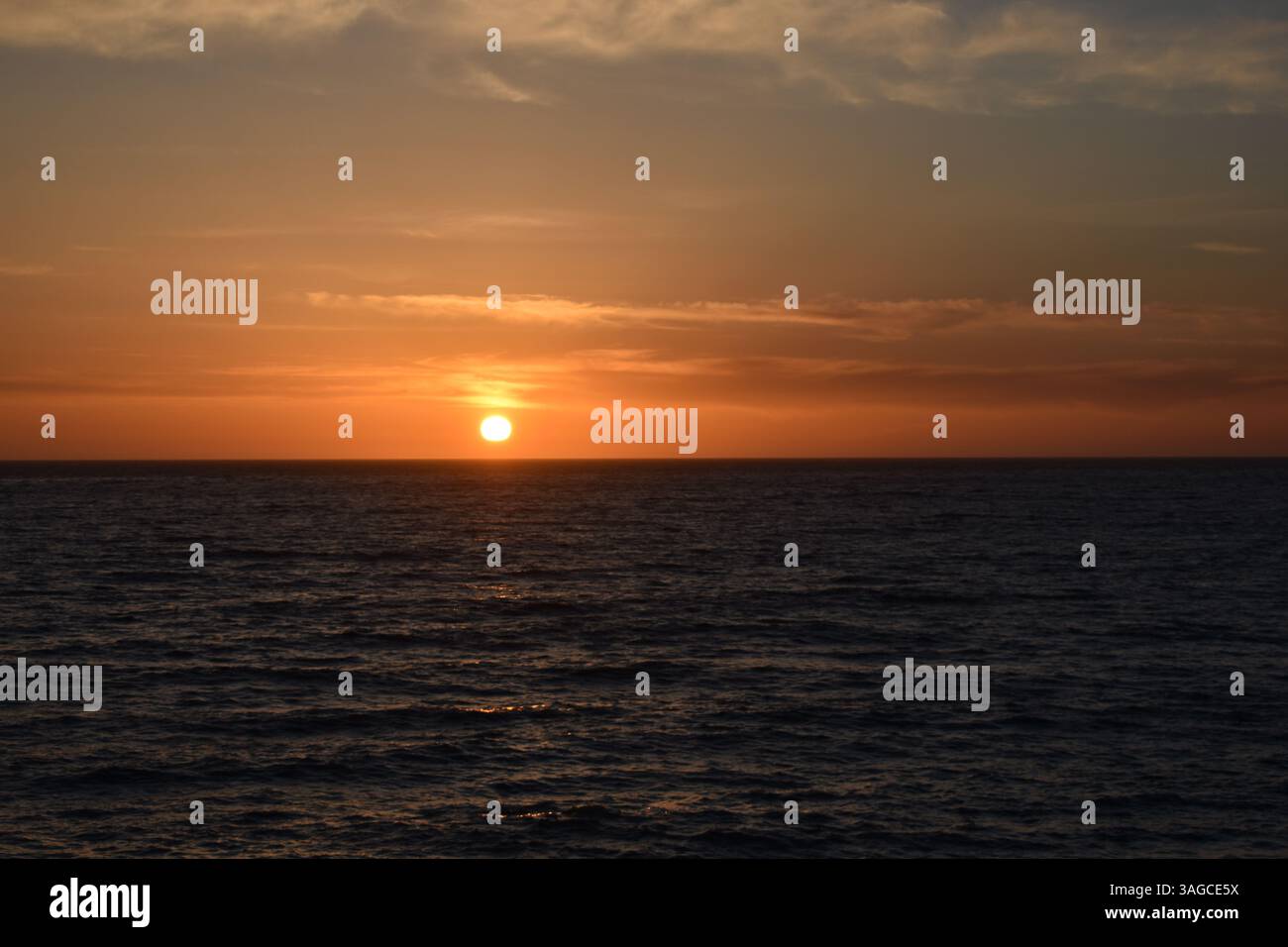 Golden Hour Over the Pacific: A Serene Sunset at Moonstone Beach, Cambria - Stock Image