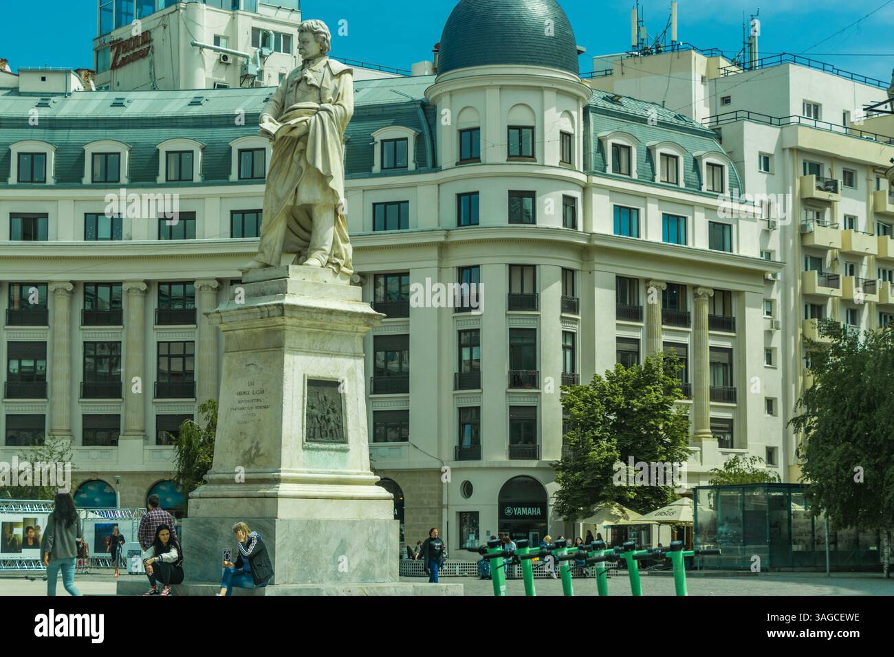 BUCHAREST, ROMANIA. A statue of George Lazar, a pioneer of teaching in ...